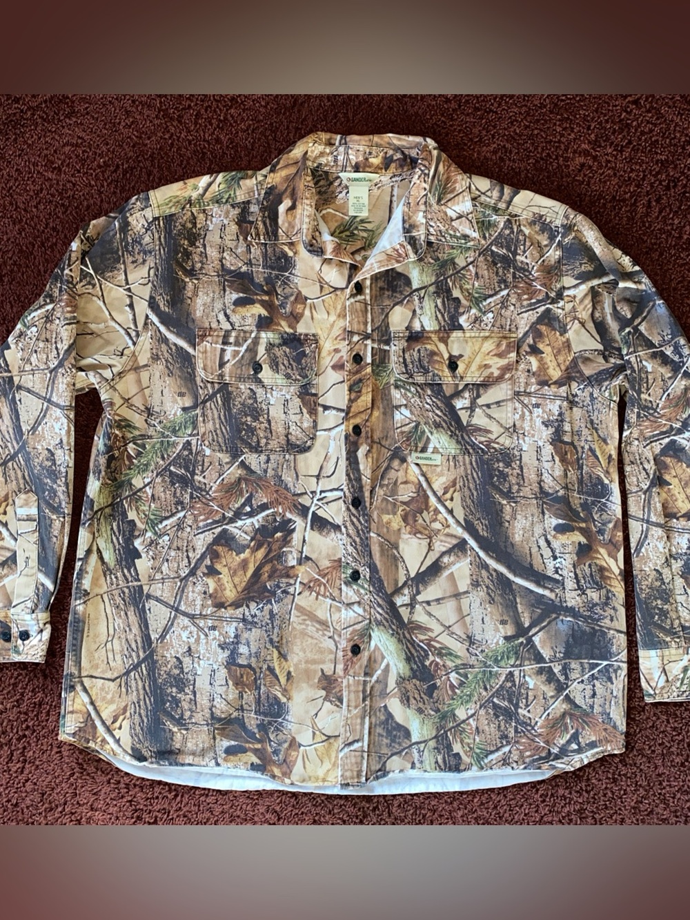 Vintage Gander Mountain RealTree Camo Button Up Shirt Men's XL Hunting Outdoor